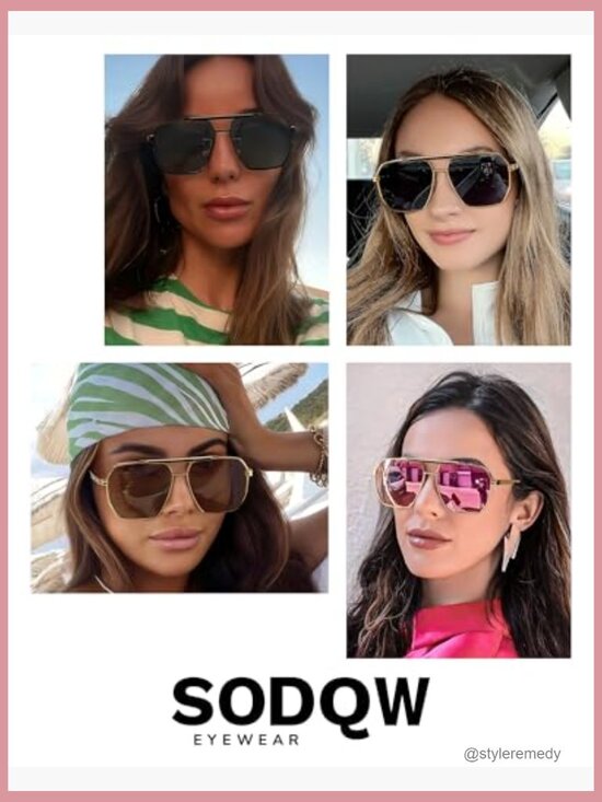 Square Aviator Sunglasses Polarized UV400 Tangle Free Driving main image 6